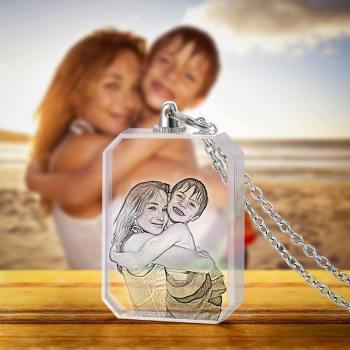 Foto-Halskette Laser Geätzte Kristall-Halskette Silber Farbe Kette Geschenke Ideen Geschenke Für Mama