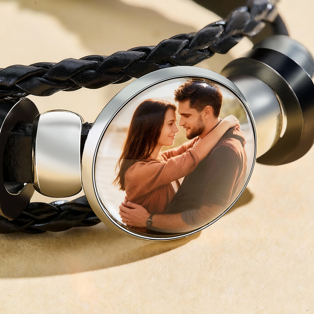 Personalisiertes Fotoarmband Aus Leder – Ideales Geschenk Zum Valentinstag Oder Geburtstag - namenecklacede