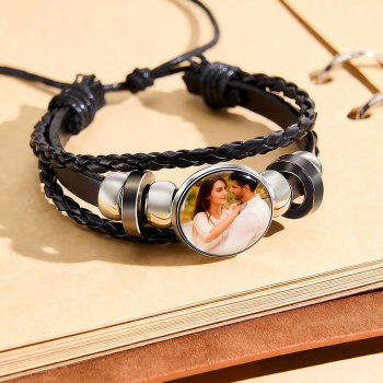 Personalisiertes Fotoarmband Aus Leder – Ideales Geschenk Zum Valentinstag Oder Geburtstag - namenecklacede