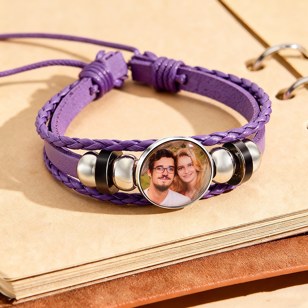 Personalisiertes Fotoarmband Aus Leder – Ideales Geschenk Zum Valentinstag Oder Geburtstag - namenecklacede