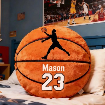Personalisiertes Namens-Basketballkissen, Individuelle Trikotnummer, Sport-Plüschkissen, Geschenk Für Kinder - namenecklacede