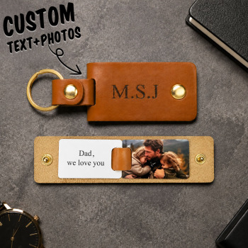 Personalisierter Foto-Schlüsselanhänger Aus Leder Mit Aufschrift, Individueller Text, Mehrere Bilder, Vatertagsgeschenk Für Den Besten Vater Aller Zeiten - namenecklacede