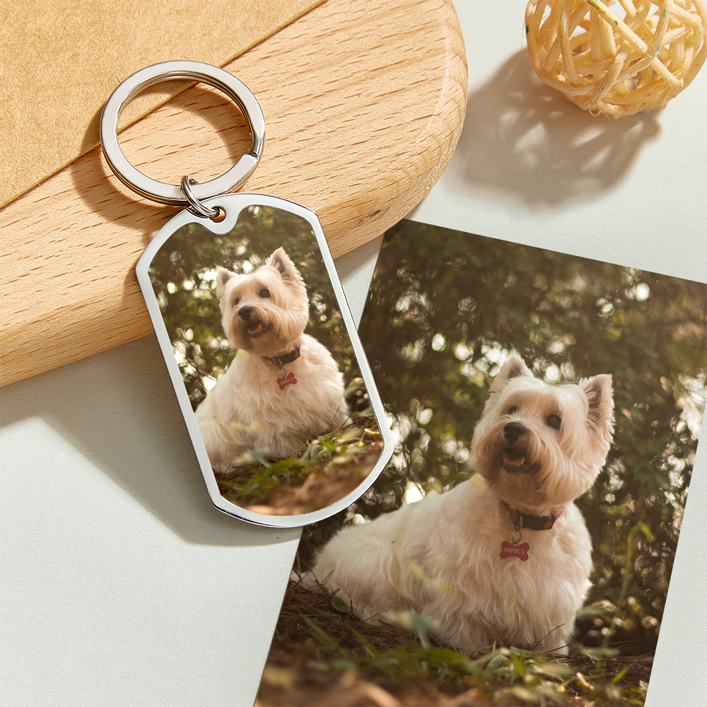 Personalisierter Foto-schlüsselanhänger Als Erinnerungsgeschenk Für Hunde Und Katzen – Ein Treues Herz Verblasst Nie