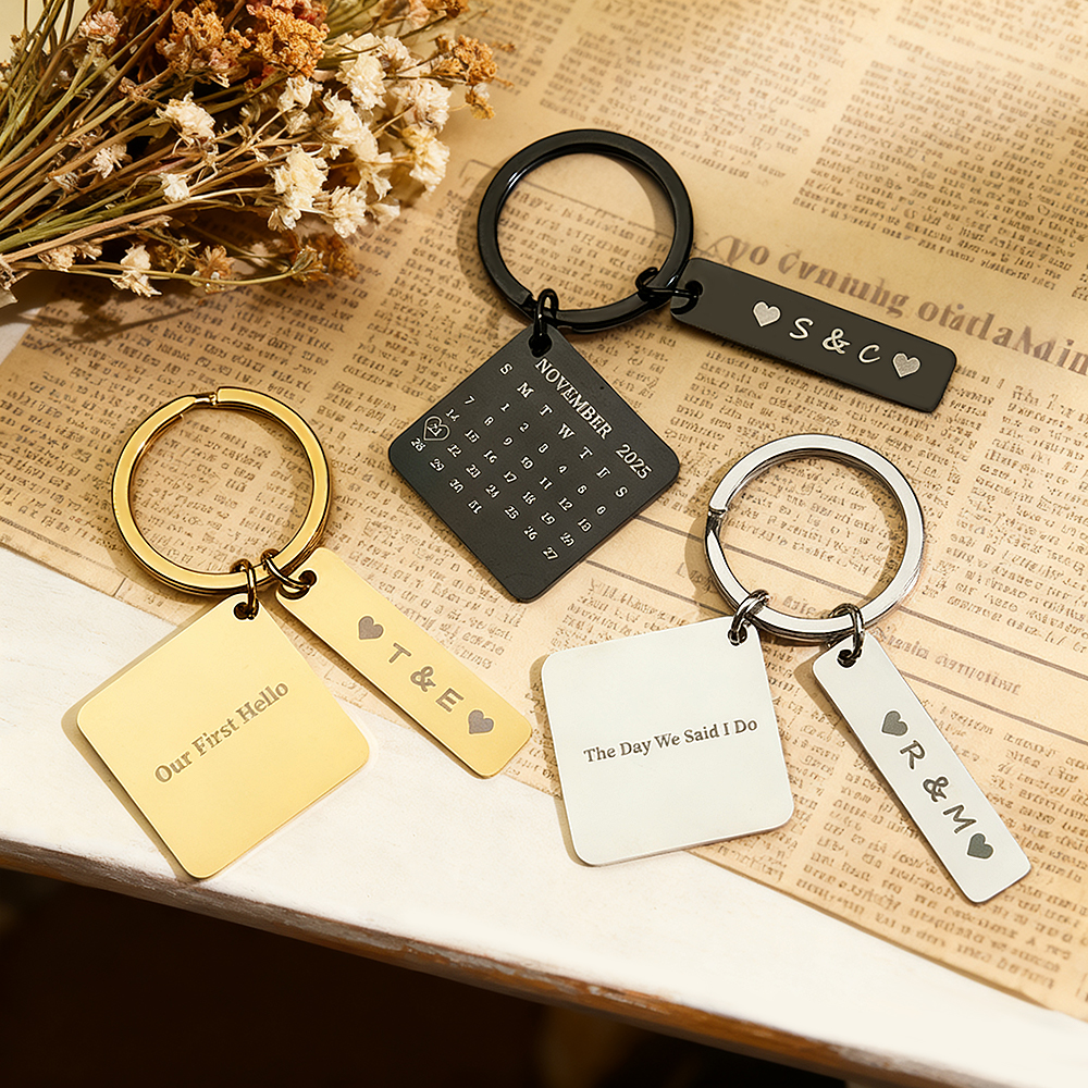 Benutzerdefinierter Datumskalender-schlüsselanhänger, Personalisierter Gravierter Kalender-schlüsselanhänger, Bedeutendes Datumsmarker, Geburtstag, Jahrestag, Geschenk