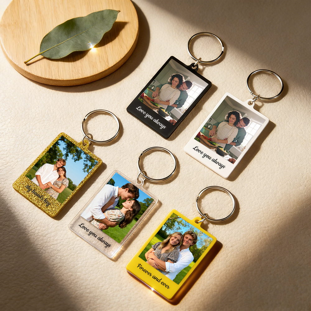 Personalisierter Schlüsselanhänger Mit Foto Und Nachricht, Doppelseitiger Foto-schlüsselanhänger, Geschenk Für Sie Und Ihn - namenecklacede