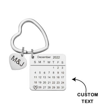 Weihnachtsgeschenk, Individuell Gravierter Kalender-schlüsselanhänger, Herz-schlüsselanhänger, Save The Date-schlüsselanhänger - ihrenamenskettede