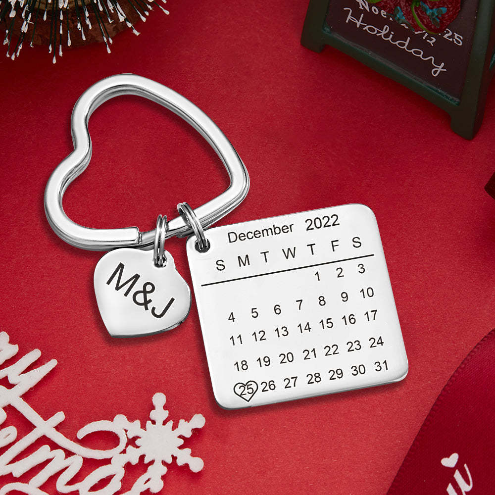 Weihnachtsgeschenk, Individuell Gravierter Kalender-schlüsselanhänger, Herz-schlüsselanhänger, Save The Date-schlüsselanhänger - ihrenamenskettede