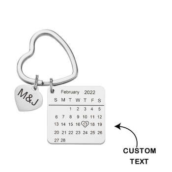 Individuell Gravierter Kalender-schlüsselanhänger, Herz-schlüsselanhänger, Save The Date-schlüsselanhänger - ihrenamenskettede