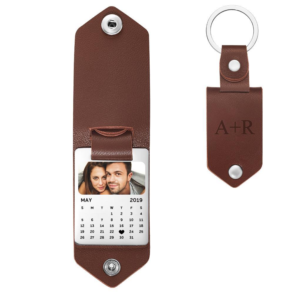 Leder-foto-schlüsselanhänger, Individuelles Freundgeschenk, Jahrestagsgeschenke Für Freund, Individuelles Bild-schlüsselanhänger Mit Graviertem Text - ihrenamenskettede