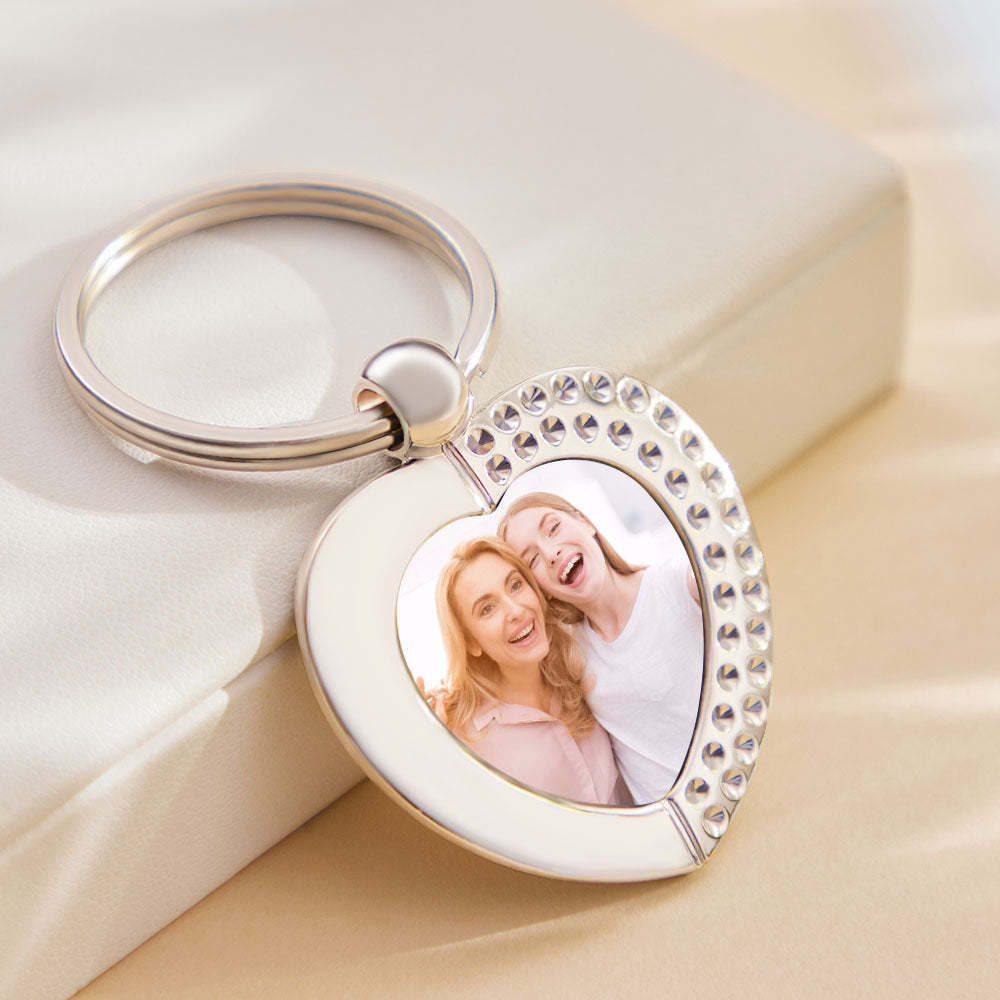 Kundenspezifisches Foto Keychain Edelstahl-herz-schlüsselring-geburtstags-geschenk - ihrenamenskettede