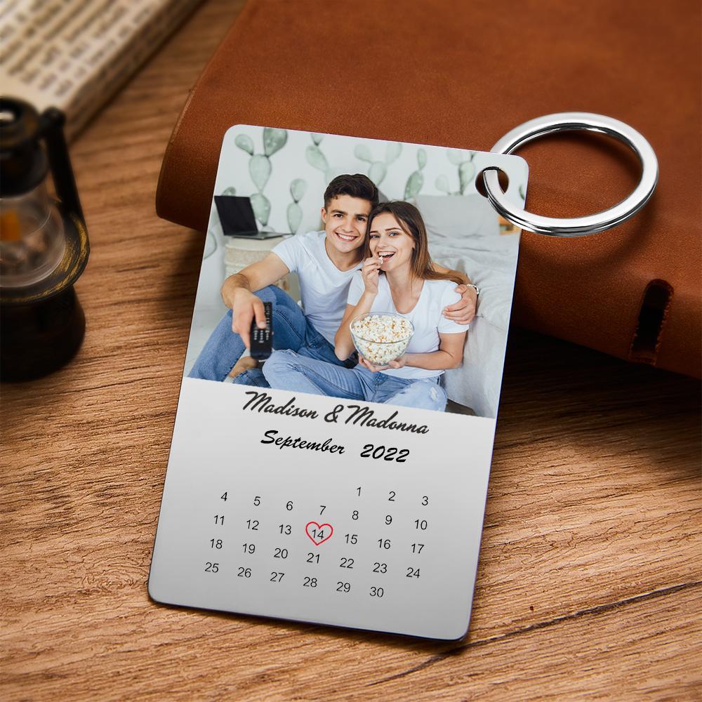 Personalisierter Foto-schlüsselanhänger, Kalender-schlüsselanhänger Mit Text, Valentinstagsgeschenk, Jahrestagsgeschenk - ihrenamenskettede