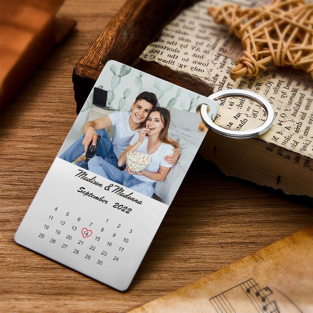 Personalisierter Foto-schlüsselanhänger, Kalender-schlüsselanhänger Mit Text, Valentinstagsgeschenk, Jahrestagsgeschenk - ihrenamenskettede
