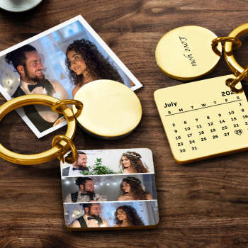 Personalisierter Collage-fotokalender, Schlüsselanhänger, Jahrestag, Hochzeitsgeschenk Für Sie/ihn, 4 Farben - ihrenamenskettede