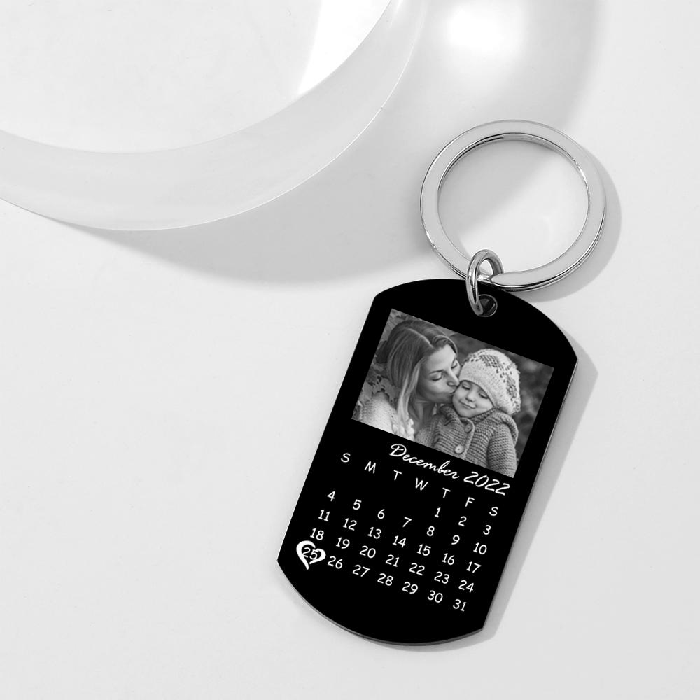 Benutzerdefinierter Kalender-schlüsselanhänger, Fotoanhänger, Schlüsselanhänger, Herzförmiges Datum, Personalisiertes Muttertagsgeschenk - ihrenamenskettede