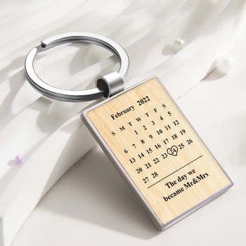 Personalisierter Fotokalender-schlüsselanhänger, Individuell Gravierter Bild-schlüsselanhänger, Jubiläumsgeschenk - ihrenamenskettede
