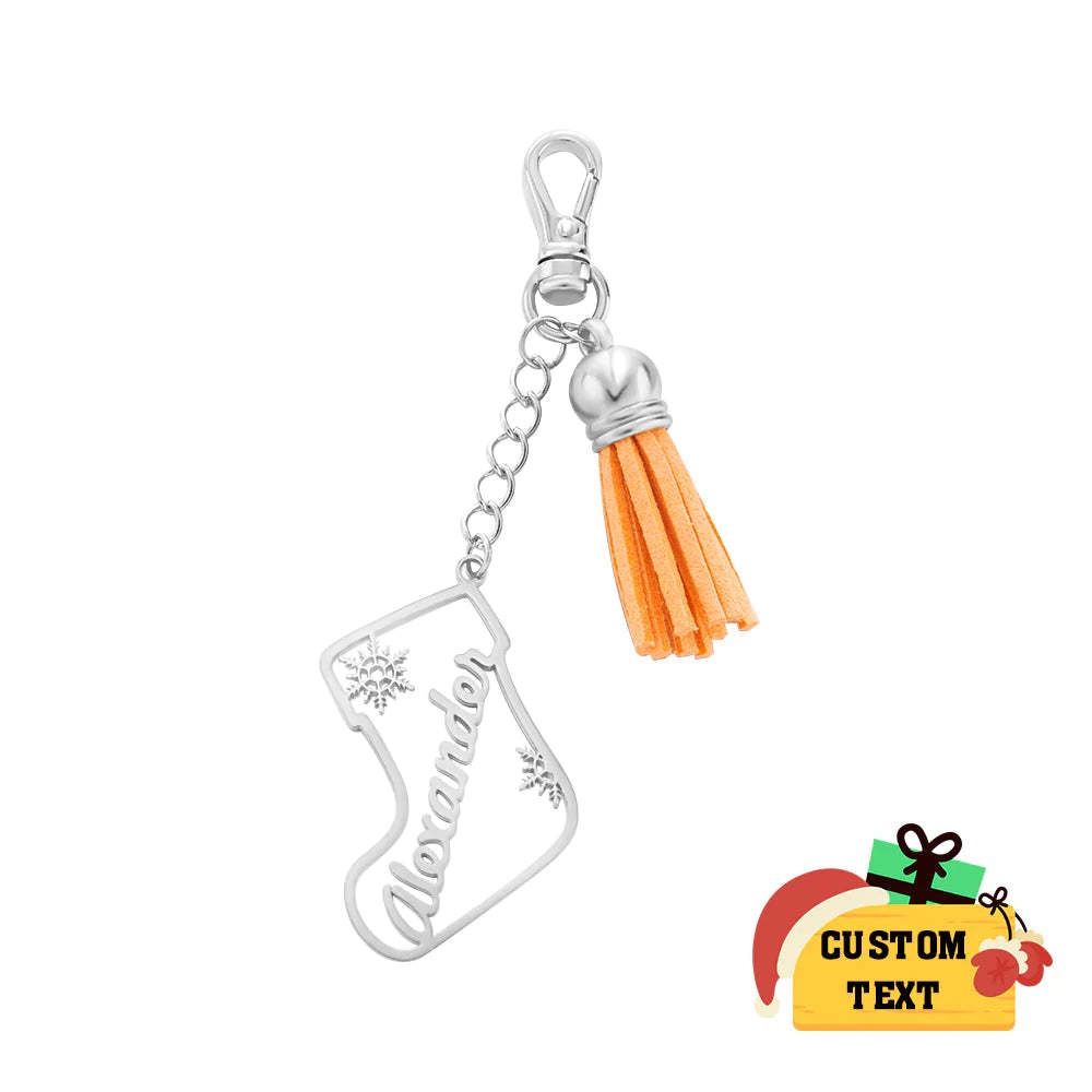 Personalisierte Namensquaste Keychain Kundengebundene Strumpf-verzierungs-weihnachtstagesgeschenke - ihrenamenskettede
