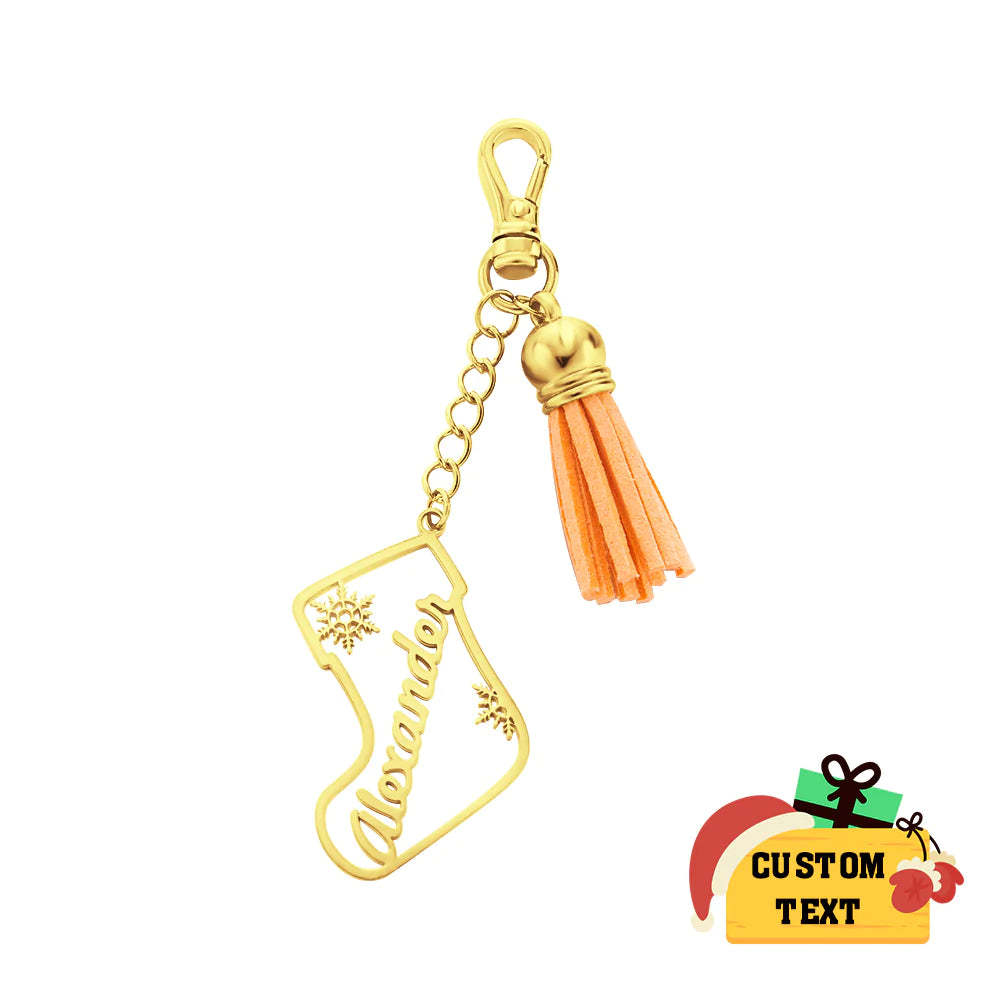 Personalisierte Namensquaste Keychain Kundengebundene Strumpf-verzierungs-weihnachtstagesgeschenke - ihrenamenskettede