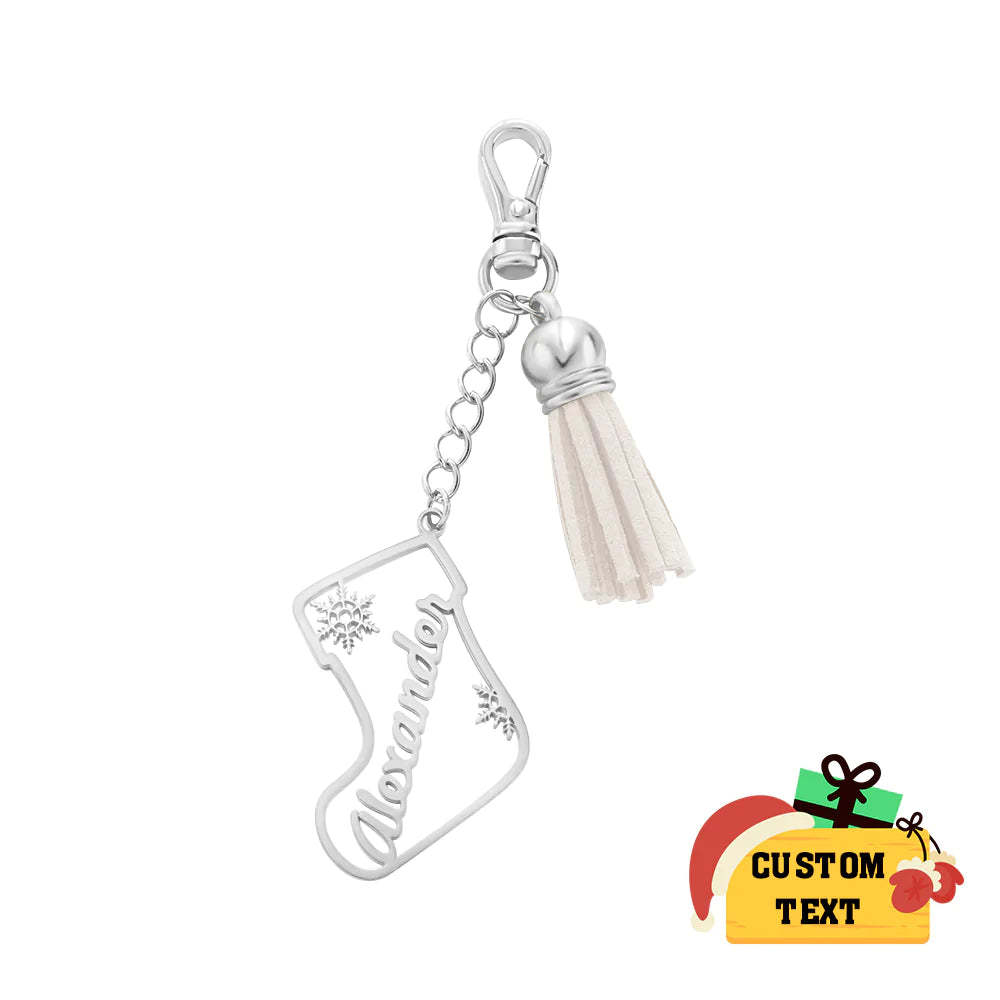 Personalisierte Namensquaste Keychain Kundengebundene Strumpf-verzierungs-weihnachtstagesgeschenke - ihrenamenskettede