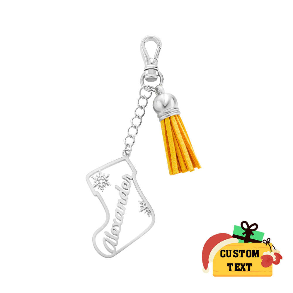 Personalisierte Namensquaste Keychain Kundengebundene Strumpf-verzierungs-weihnachtstagesgeschenke - ihrenamenskettede