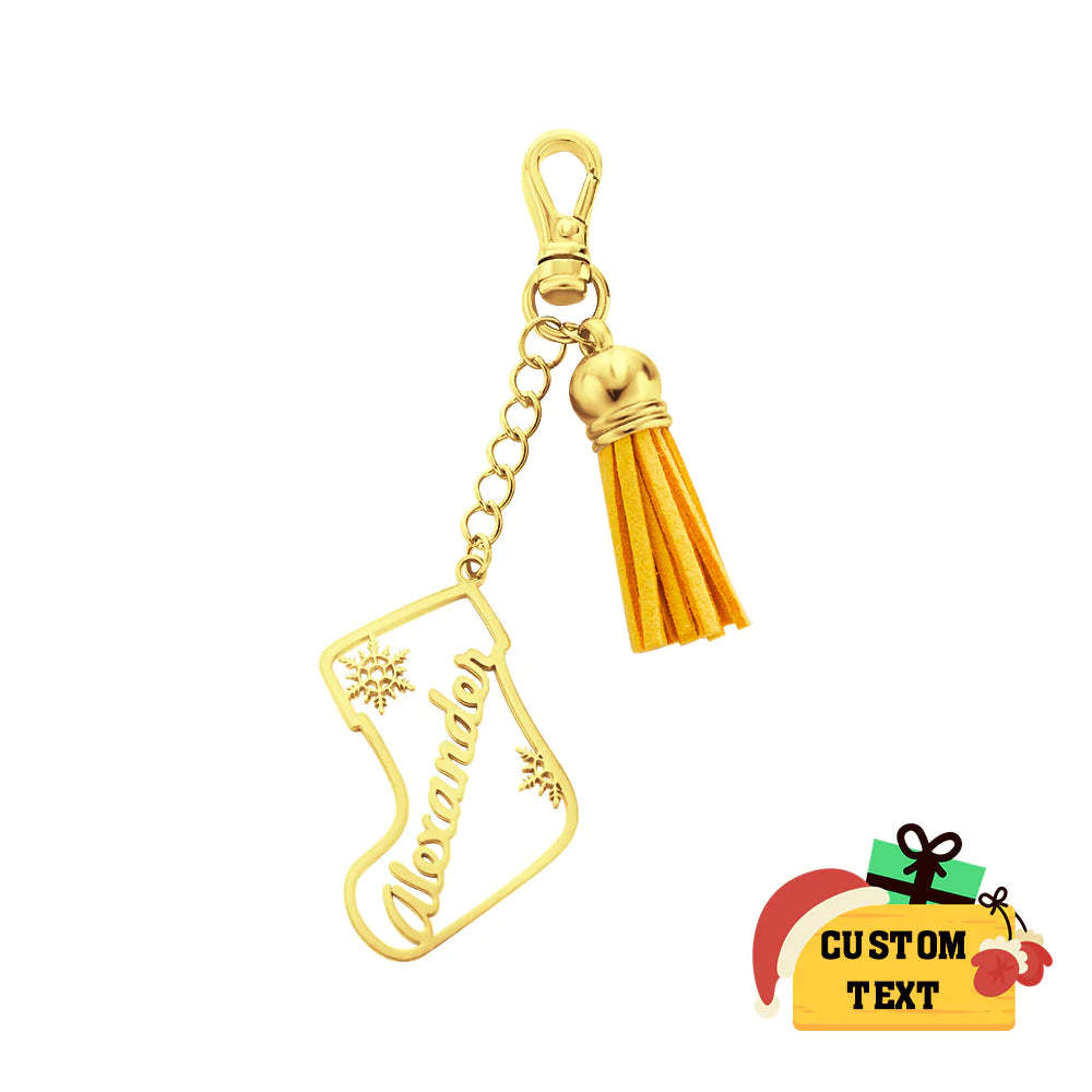 Personalisierte Namensquaste Keychain Kundengebundene Strumpf-verzierungs-weihnachtstagesgeschenke - ihrenamenskettede