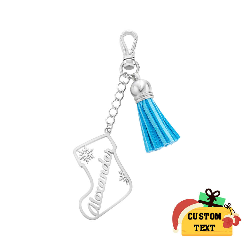 Personalisierte Namensquaste Keychain Kundengebundene Strumpf-verzierungs-weihnachtstagesgeschenke - ihrenamenskettede