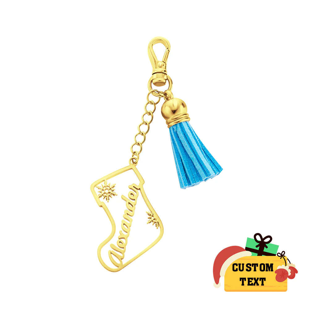 Personalisierte Namensquaste Keychain Kundengebundene Strumpf-verzierungs-weihnachtstagesgeschenke - ihrenamenskettede