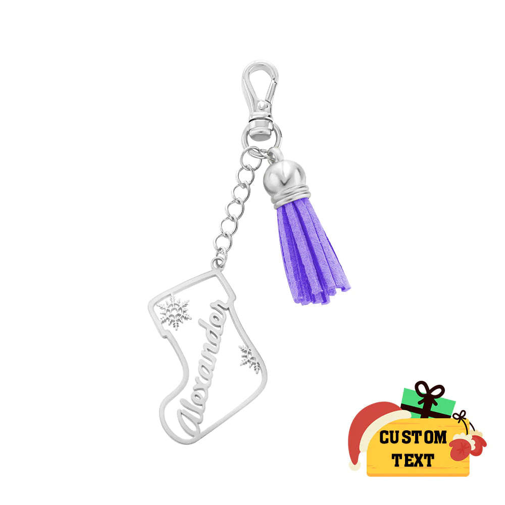 Personalisierte Namensquaste Keychain Kundengebundene Strumpf-verzierungs-weihnachtstagesgeschenke - ihrenamenskettede