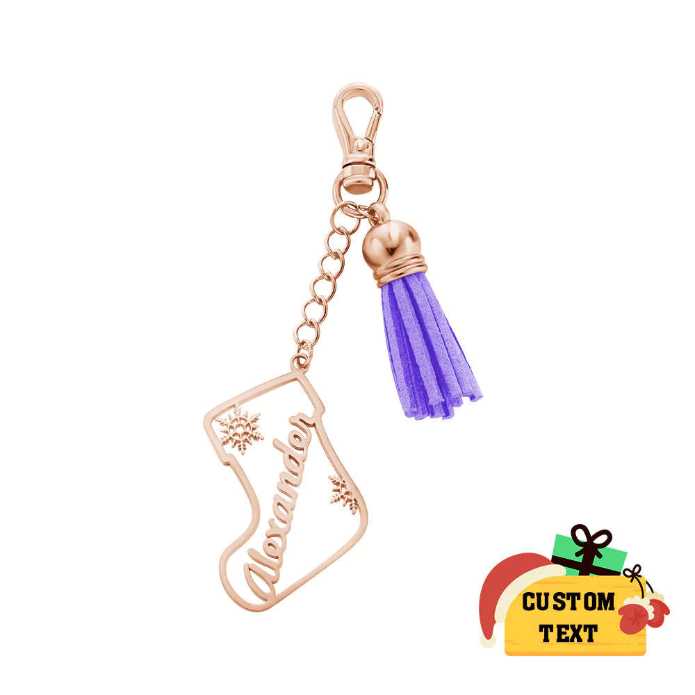 Personalisierte Namensquaste Keychain Kundengebundene Strumpf-verzierungs-weihnachtstagesgeschenke - ihrenamenskettede