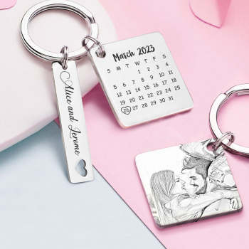 Personalisierter Fotokalender-schlüsselanhänger, Personalisiertes Save-the-date-schlüsselanhänger-geschenk Für Liebhaber - ihrenamenskettede