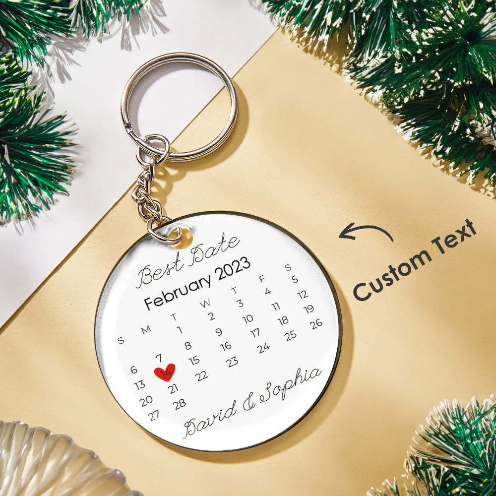 Benutzerdefinierter Foto- Und Datums-schlüsselanhänger, Kalender-schlüsselanhänger, Scannbarer Spotify-code-schlüsselanhänger, Jubiläumsgeschenk - ihrenamenskettede