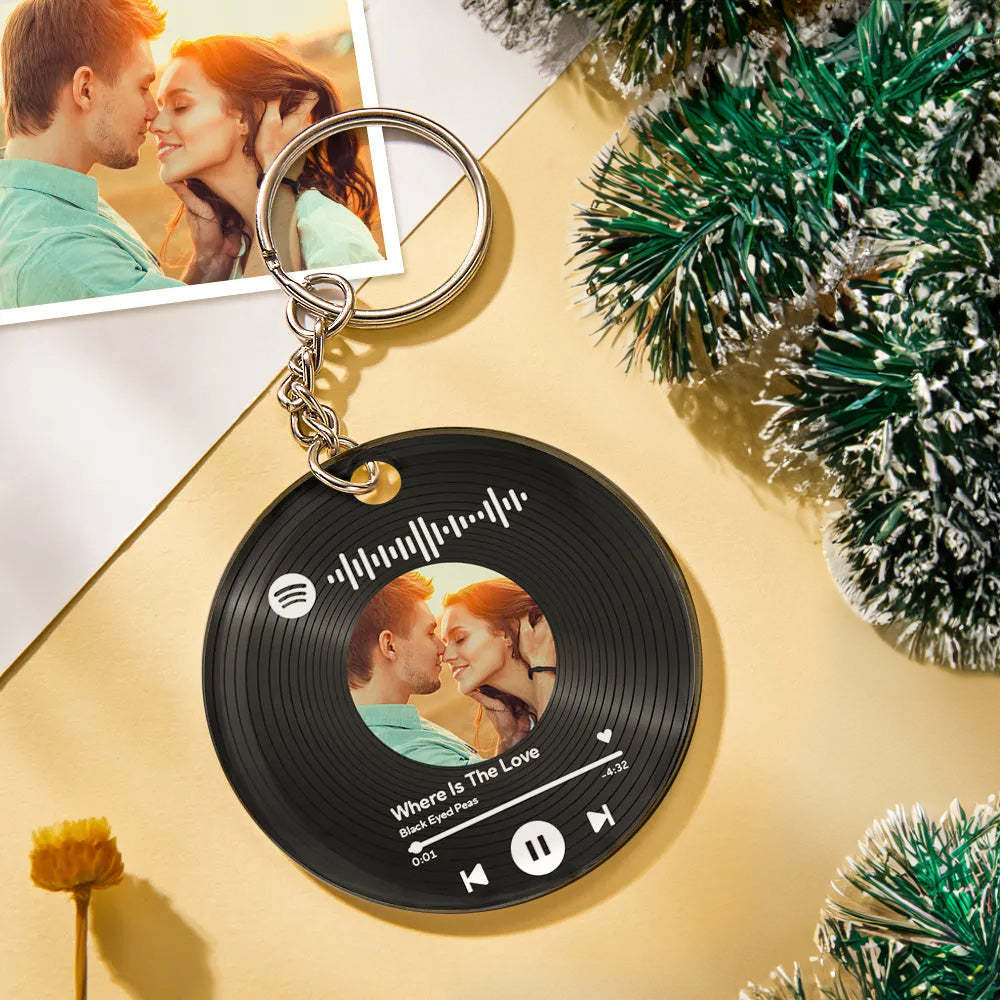 Benutzerdefinierter Foto- Und Datums-schlüsselanhänger, Kalender-schlüsselanhänger, Scannbarer Spotify-code-schlüsselanhänger, Jubiläumsgeschenk - ihrenamenskettede