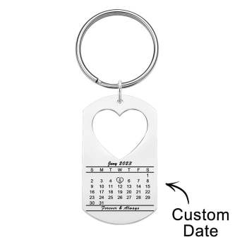 Jubiläumsgeschenk, Einzigartiger Kalender-schlüsselanhänger, Personalisiertes Datum Mit Gravur Für Den Ehemann, Schlüsselanhänger, Verlobungsgeschenk Für Ihn - ihrenamenskettede