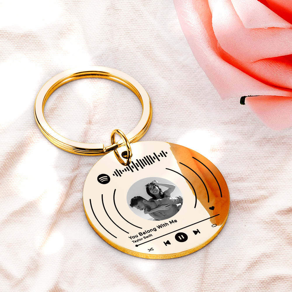 Benutzerdefinierter Foto-spotify-kalender-schlüsselanhänger, Personalisierter Musik-song-schlüsselanhänger Aus Edelstahl, Geschenk Für Liebhaber - ihrenamenskettede