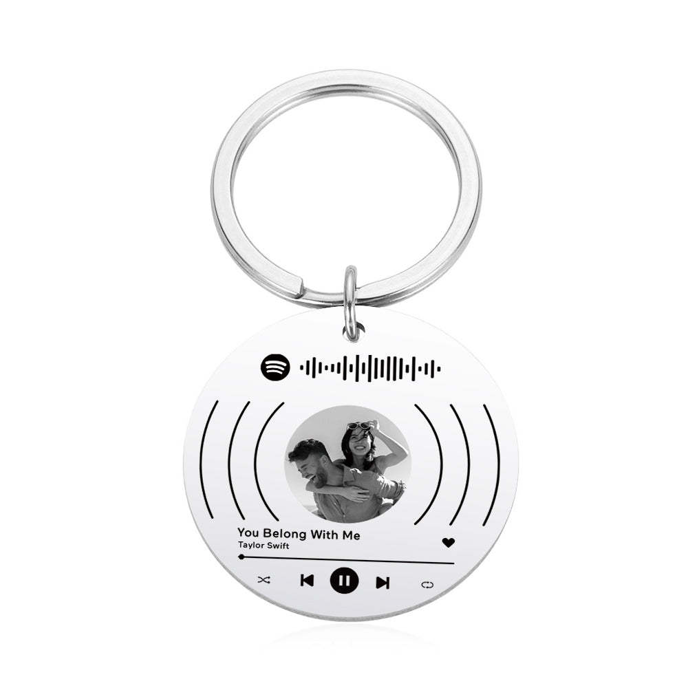 Benutzerdefinierter Foto-spotify-kalender-schlüsselanhänger, Personalisierter Musik-song-schlüsselanhänger Aus Edelstahl, Geschenk Für Liebhaber - ihrenamenskettede