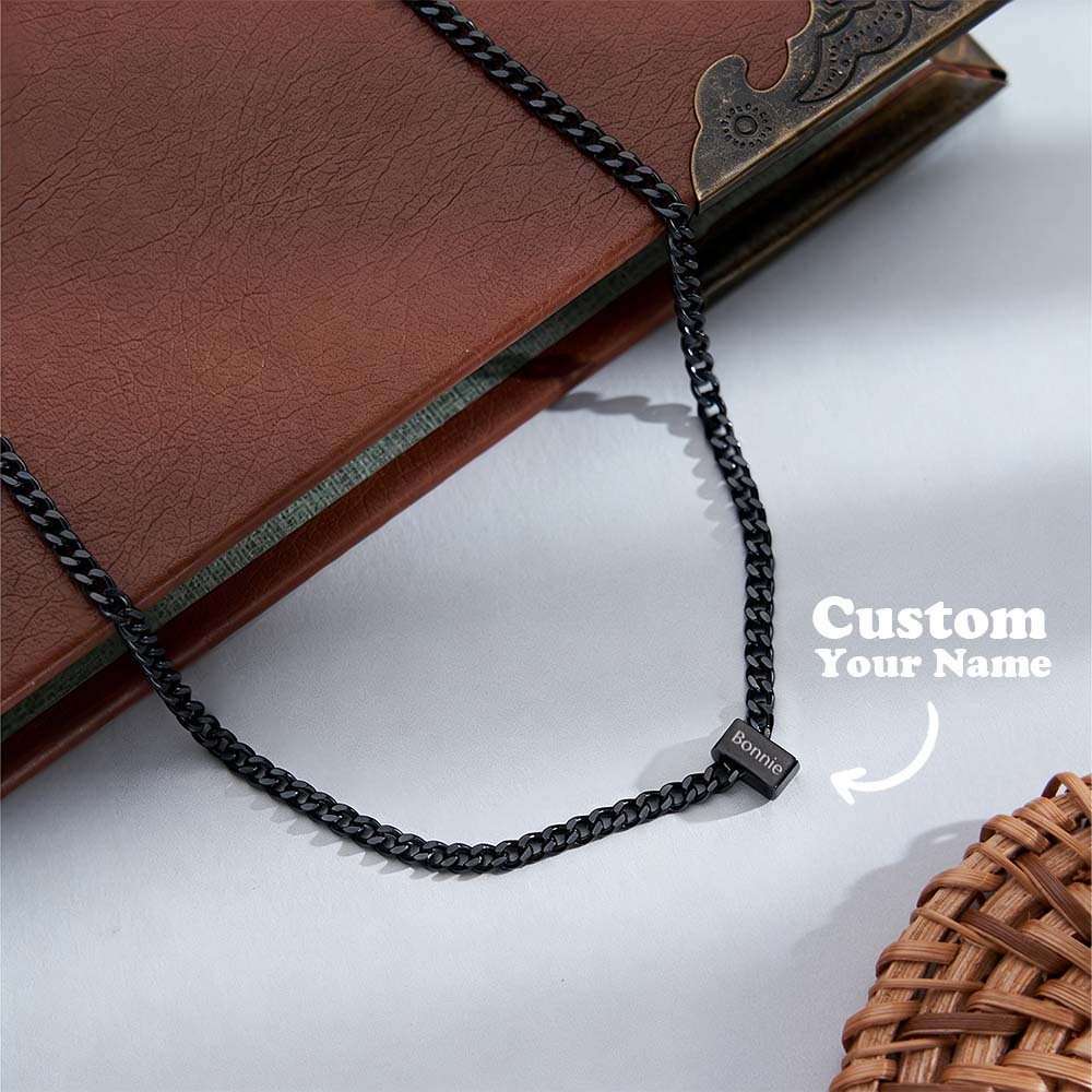 Custom Men Necklace With Family Name, Name Bead Chain Necklace, Personalized Dad Necklace from Daughter, Dad Gift, Valentine’s Day Gifts For Her