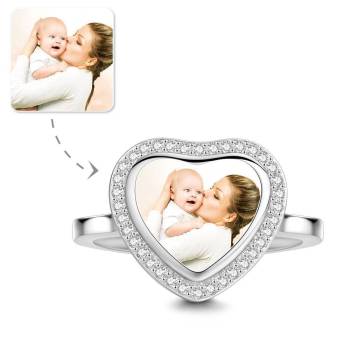Foto Ring Herzförmig Silber Mutter S Geschenk