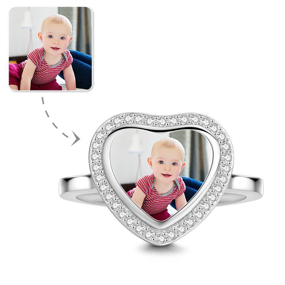 Foto Ring Herzförmig Silber Und Zicron Immer Liebe Dich