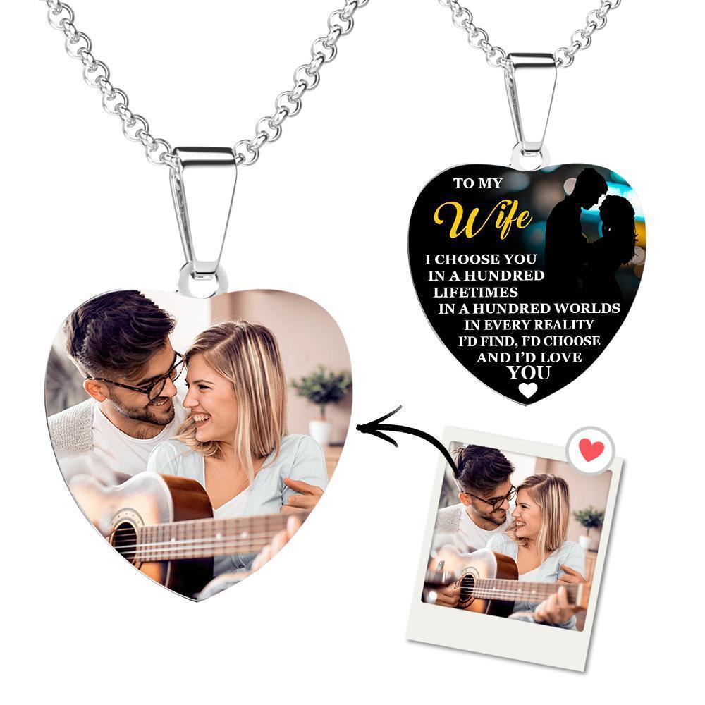 Tag Halskette Foto Graviert Halskette Geschenk Von Liebe Nachricht Herzförmige Jahrestag Geschenke