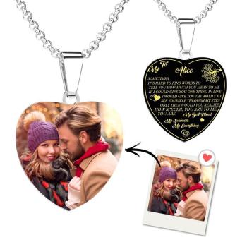 Foto Graviert Halskette Tag Halskette Geschenk Von Love Message Herzförmige Geschenke Für Die Ehefrau