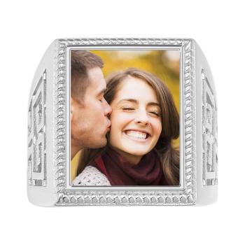 Mutter Geschenk Foto Ring Quadratisch Foto Platin Plattiert