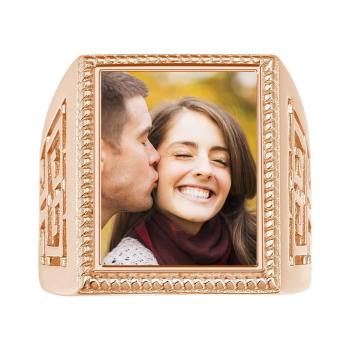 Mother'S Gift Foto Ring Quadratische Foto 14K Vergoldet