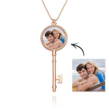 Benutzerdefinierte Foto Medaillon Halskette Schlüssel Halskette Rose Gold Vergoldet Open Your Heart