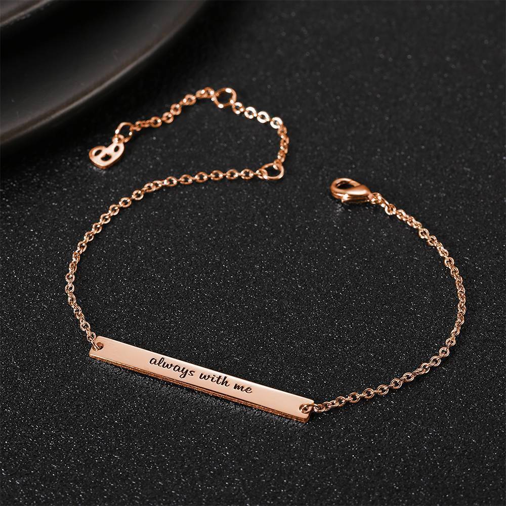 Custom Bar Engraved Bracelet Rose Gold