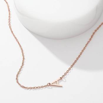 Initial Name Necklace Rose Gold Plated
