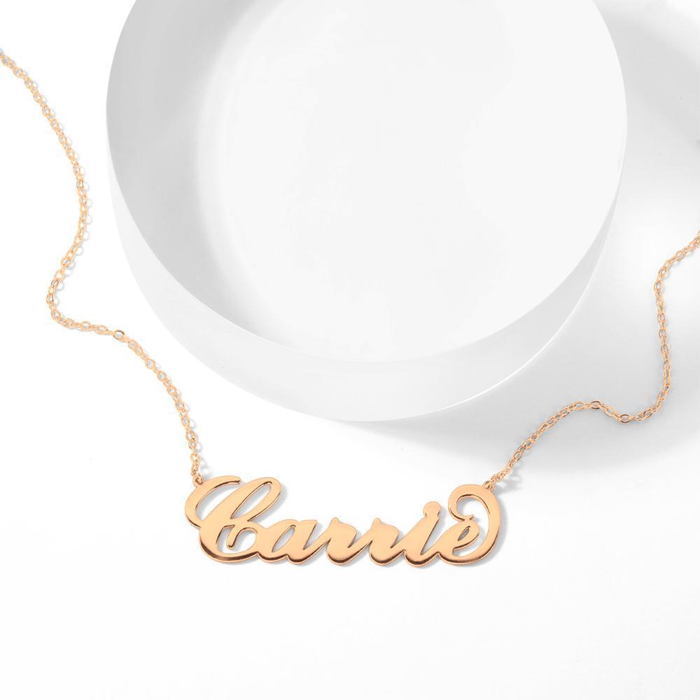 Personalisierte Große Name Halskette, Braut Halskette Rose Gold Plattiert