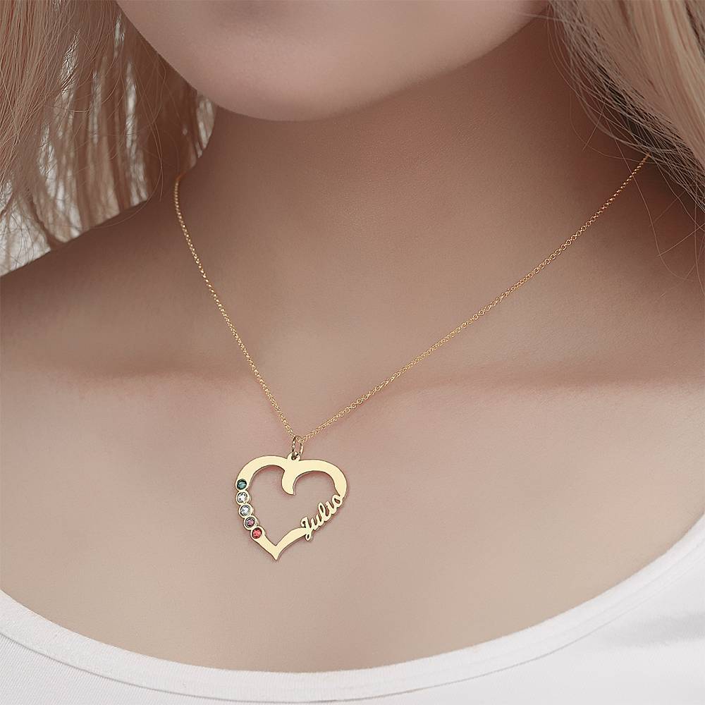 Namenskette mit Fünf Geburtssteinen 14K Vergoldet