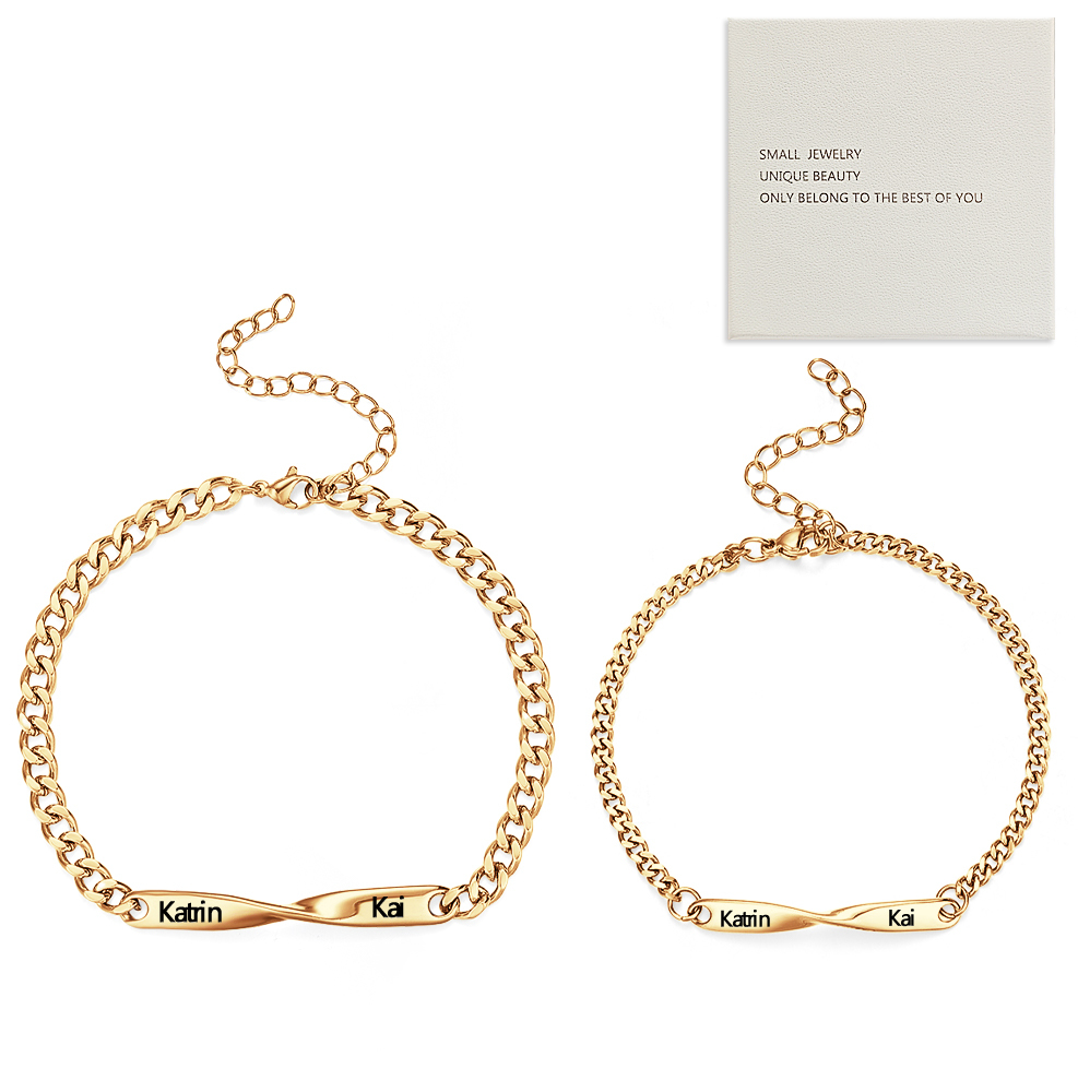 Individuell Gestaltetes Spiral-namensarmband Für Paare – Personalisiertes Spiral-armband Für Paare, Graviertes Geschenk Für Sie Und Ihn - namenecklacede