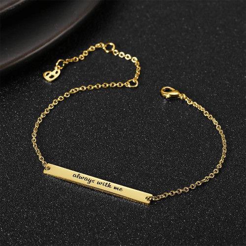 Custom Bar Engraved Bracelet 14K Gold