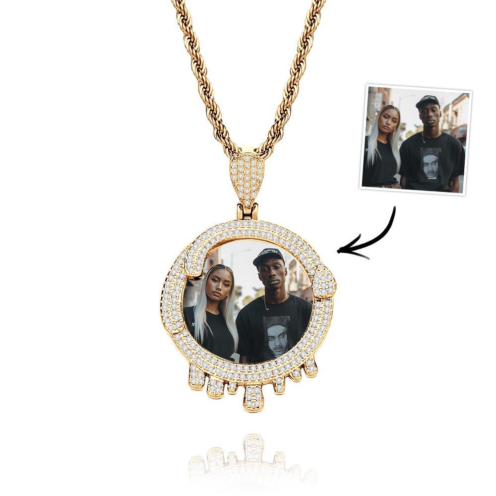 Benutzerdefinierte Foto Hip Hop Halskette Wassertropfen Geformt Übertreiben Anhänger Schmuck Geschenke Für Männer - ihrenamenskettede
