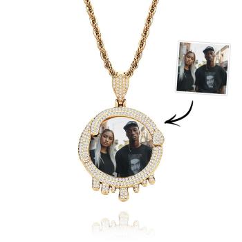 Benutzerdefinierte Foto Hip Hop Halskette Wassertropfen Geformt Übertreiben Anhänger Schmuck Geschenke Für Männer - ihrenamenskettede